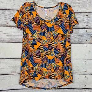 LuLaRoe Classic Tee M Geometric Abstract Hi Low Top